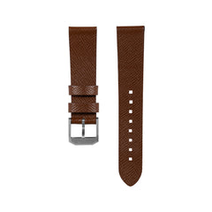 20mm 2-Piece Leather Strap, Cognac with Brushed Steel Hardware