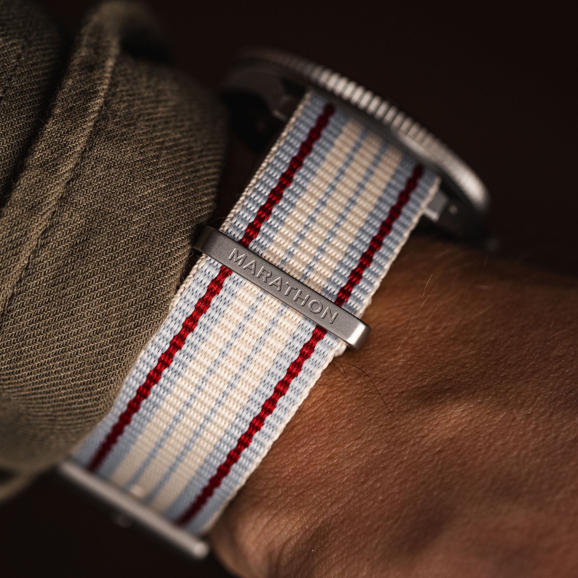 Nylon DEFSTAN Strap Parkerized Hardware, ADANAC Stripe, 20MM