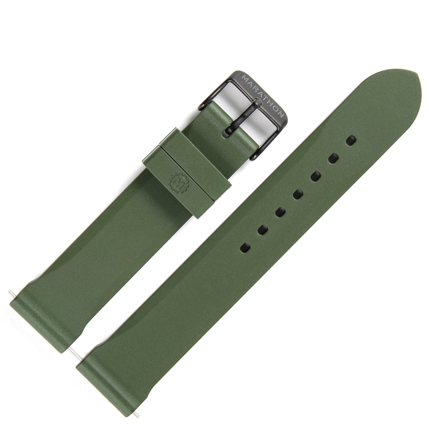 20 mm vulkanisierte Gummi-Taucheruhrenarmbänder mit schwarzer IP-Hardware – Marathonuhr