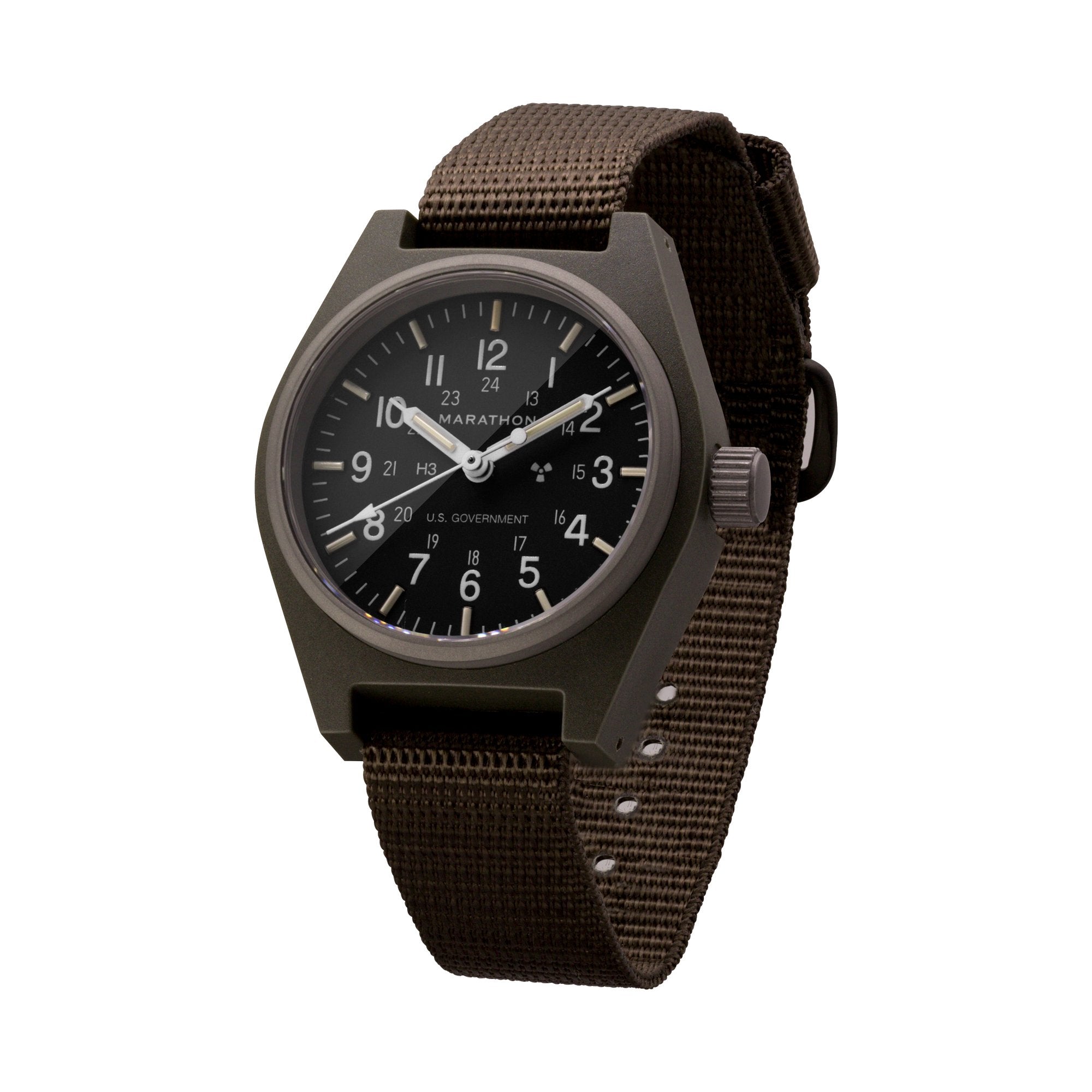 Zegarek mechaniczny ogólnego przeznaczenia (GPM) w kolorze szałwiowym, z oznaczeniami rządu USA – 34 mm – zegarek maratoński