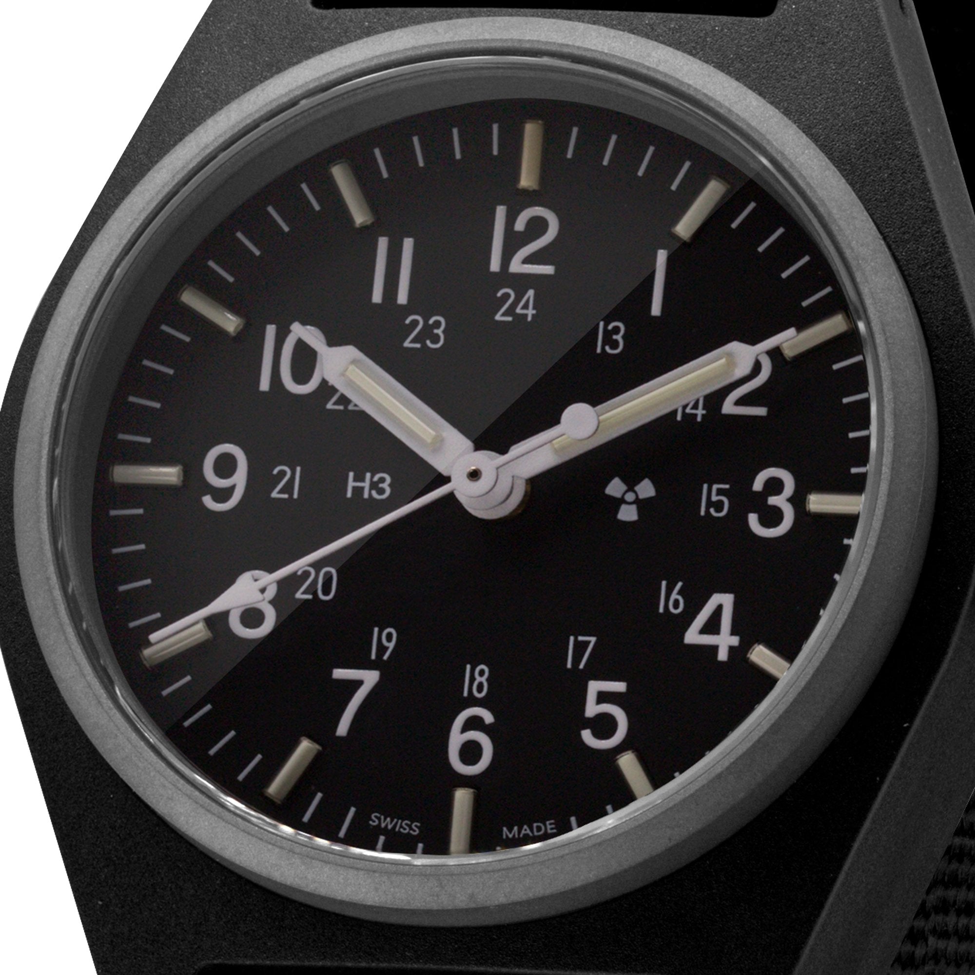Czarna, sterylna tarcza kwarcowa ogólnego przeznaczenia (GPQ) – 34 mm – zegarek maratoński