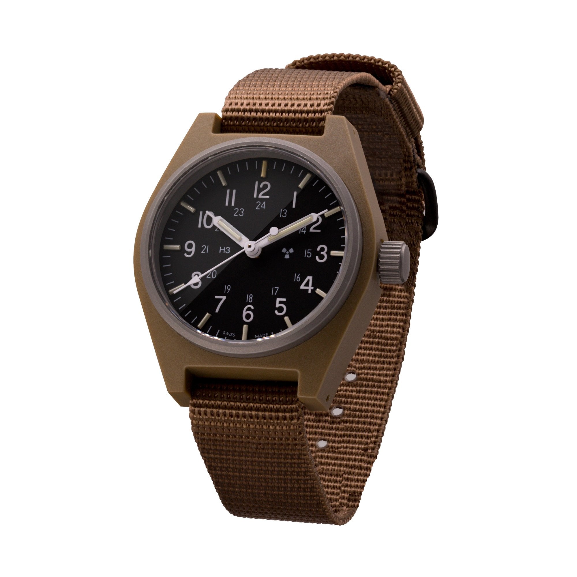 Sterylna tarcza kwarcowa (GPQ) ogólnego przeznaczenia w kolorze pustynnej brązu – 34 mm – zegarek maratoński